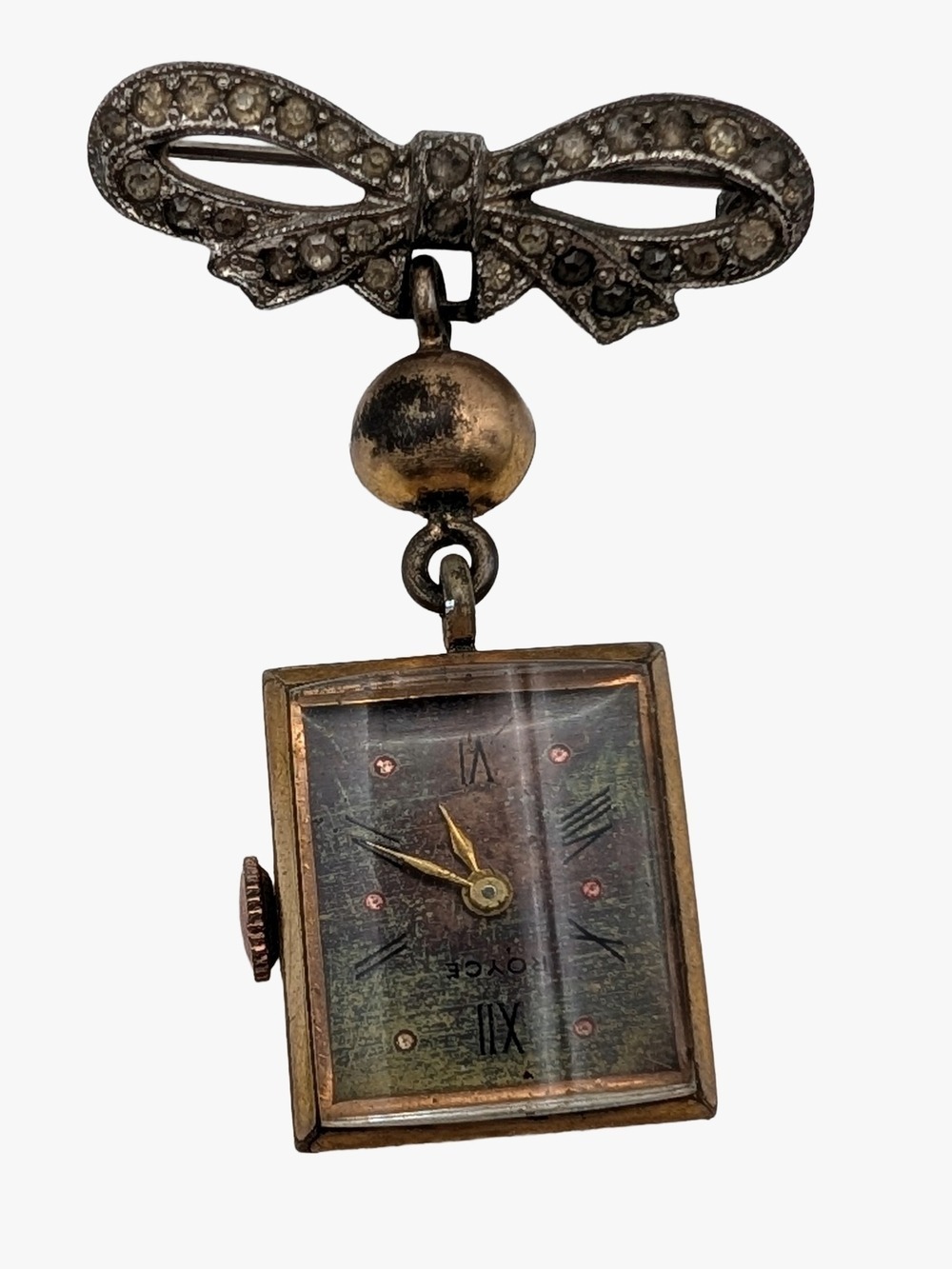 Royce Vintage Pendant Watch Brooch - Gold & Silver Tones - Picture 3 of 6